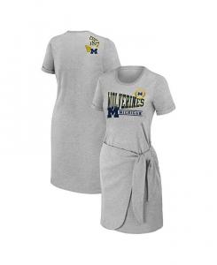 Женское платье-футболка с завязками Heather Grey Michigan Wolverines WEAR by Erin Andrews, серый