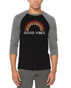 Мужская футболка good vibes raglan baseball word art LA Pop Art, мульти