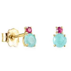 Серьги Tous Mini Ivette With Amazonite And Ruby, золото
