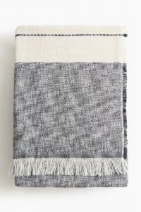 Покрывало H&M With An Admixture Of Flax, 130X170 см, темно-серый/кремовый