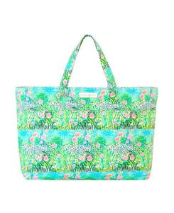 Стеганая сумка с цветочным принтом EVELYN & KATE, Pink roses on green