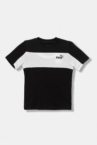 Детская хлопковая футболка ESS BLOCK Small Logo Tee B Puma, черный