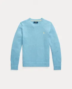 Хлопковый свитер для мальчика с круглым вырезом Polo Ralph Lauren, светло-голубой