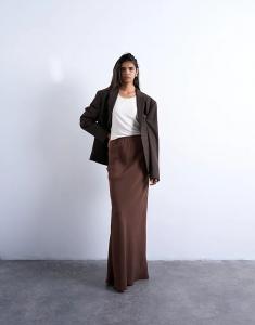 Кофта миди Topshop coord супермягкая купро-косая коричневого цвета