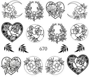 Водные наклейки для ногтей - №670, inna