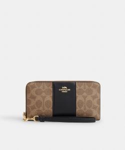 Длинный кошелек на молнии с полосками из фирменной канвасной ткани