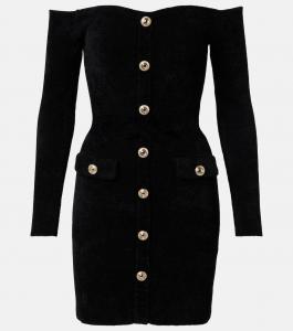 Мини-платье из шенилла Self-Portrait, черный