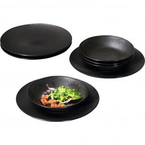 Сервиз для стола Teller Set, Geschirr-Set Kitwe в матовом черном с медной гравировкой, 8 предметов, на 4 персоны Ritzenhoff & Breker, черный