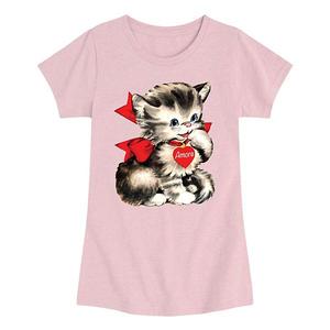 Футболка с принтом Valentine's kitten для девочек 7-16 лет Licensed Character, Heather Pink