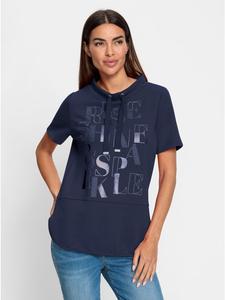 Рубашка с короткими рукавами темно-синего цвета Heine