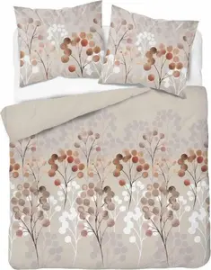 Постельное белье, сатиновое постельное белье, высокое качество 140x200 5223a Бежевый, цветочный Detexpol