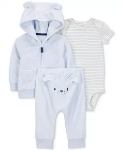 Детский комплект для мальчиков Dog Little: кардиган с капюшоном, боди и штанишки (3 предмета) Carter's, синий