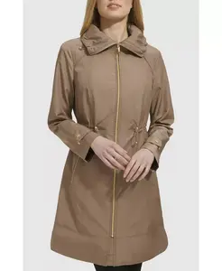 Женская дорожная куртка-дождевик 36 дюймов с золотой отделкой Cole Haan Signature, коричневый/бежевый