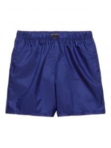 Плавки-шорты Prada с эмалированным треугольным логотипом, синий