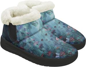 Женские зимние ботинки на снег с меховой подкладкой, короткие ботильоны, утепленные, наружная подошва EVA, противоскользящие, теплые ботинки для холодной погоды Chririnla, Aesthetic Floral