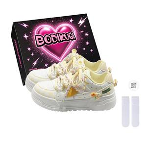 Boldi Kuki Женские низкие скейтерские кроссовки Box - желтые (эксклюзивная коробка + носки), цвет Yellow (Exclusive Box+Socks)