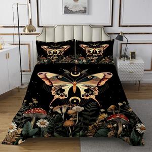 Erosebridal Комплект постельного белья King с розовыми бабочками и звездным небом в стиле бохо, Light Pink