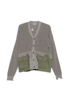 Кардиган с потертостями и карманом Khoki, серый