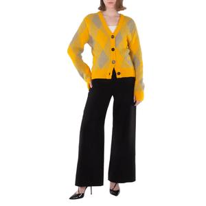 Кардиган Burberry Argyle с ромбовидным узором и отделкой из ребра, Mimosa Ip Pattern