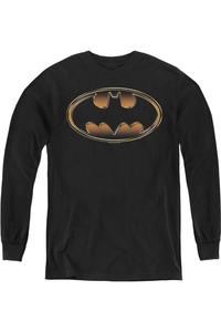 Футболка с длинным рукавом для подростков Batman Black & Gold с тиснением Gildan