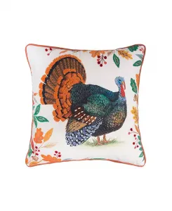 Декоративная подушка с изображением индейки на День благодарения из хлопковой смеси, 18 x 18 дюймов C&F Home, blue
