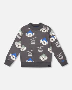 Флисовая толстовка с принтом серой собаки Deux par Deux, серый