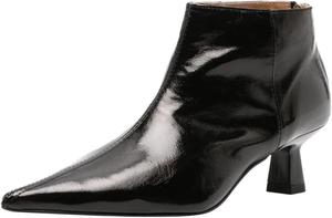 Женские ботильоны на среднем каблуке-китен с заостренным носком и застежкой-молнией сзади, обувь для работы, бизнеса и повседневного ношения, размеры 4-16 US Wo wagas, Black