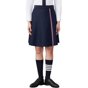 Юбка-колокол с завышенной талией вязаная THOM BROWNE, морской синий