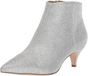 XYD стильные женские ботильоны, низкий каблук-«kitten», заостренный носок, закрытая носочная часть, боковая молния, выпускной, блестки, вечеринка, мода, короткие ботильоны, Silbergrau