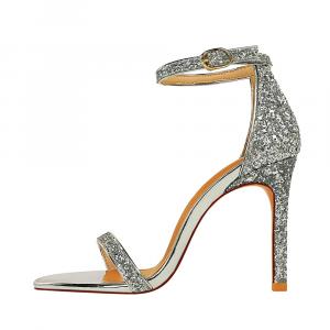 QITUMAUL Сандалии на бретельках 10 см женские серебристые, цвет Silver[Heel Height 10cm]