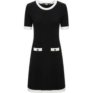 Женское платье с коротким рукавом KARL LAGERFELD FW25 KARL LAGERFELD / Karl Lagerfeld Jeans, черный