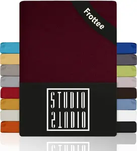 Простыня махровая Basic на резинке 140x200 см, хлопок, мягкая и приятная на ощупь, фирменное качество, для всех стандартных матрасов высотой до 25 см - Бордо STUDIO