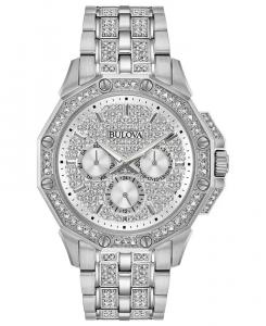 Мужские часы-браслет из нержавеющей стали и кристаллов, 41,5 мм Bulova