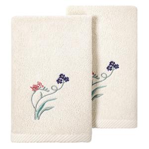 Linum Home Textiles Турецкий хлопок Stella Набор полотенец для пальцев с украшением из 2 предметов, бежевый