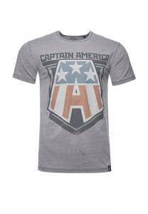 Футболка с изображением Капитана Америки Marvel с модным принтом логотипа Капитана Америки Re:Covered, серый