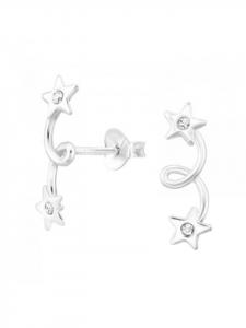 Alexander York Серьги-гвоздики CLIMBER STARS с кристаллами из серебра 925 пробы, комплект из 2 штук