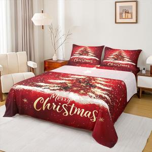 Erosebridal Комплект постельного белья с новогодним принтом красного цвета, Gold Red