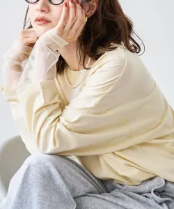 Футболка с длинными рукавами и тюлевыми вставками Coen, цвет Cream