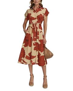 Льняная рубашка-платье Donna Karan, мультиколор