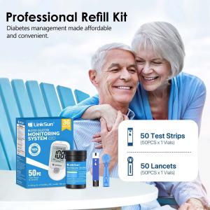 Полный комплект глюкометра G-425 с 50 тест-полосками для контроля уровня сахара в крови при лечении диабета Eruule, белый