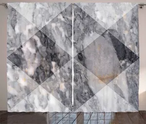 Штора ABAKUHAUS в стиле Абстрактный деревенский, геометрический узор в стиле гранж, присборенная штора из тесьмы для спальни с петлями и крючками, 280 x 245 см, светло-серый Abakuhaus