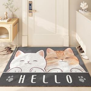 Dajiang Ковер 45x75 см для прихожей, устойчивый к грязи, с дизайном мурлыкающего кота, из шелковой петли, для очистки обуви