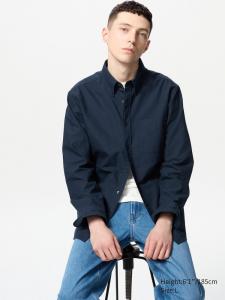 Рубашка Оксфорд узкий крой Uniqlo, цвет 69 синий