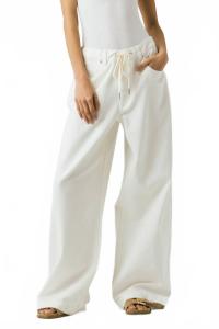 Низкие мешковатые брюки из твила в белом цвете BLANKNYC