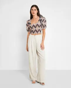 Женские широкие брюки с защипами и боковыми карманами Trucco, бежевый