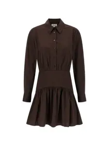 Платье миди Rocco с пуговицами и длинными рукавами Staud, коричневый