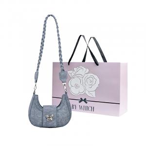 Bywhich Женская сумка через плечо серебристая, Blue-Moonlit Camellia Shopping Bag