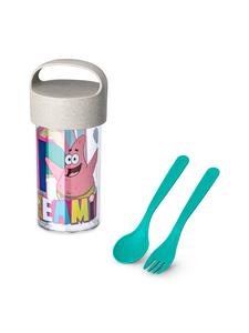 Koziol Набор для перекуса BUDDY SNACK 0.5 SPONGEBOB PATRICK - Контейнер для перекуса / Бутылка для напитков 500 мл + столовые приборы в комплекте