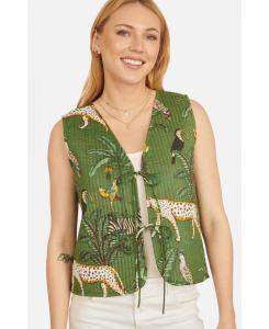 Женская двусторонняя стеганая хлопковая куртка Yumi, Green