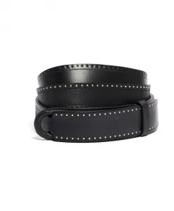 Кожаный ремень «шеврет» без пряжки с заклепками Orciani, черный
